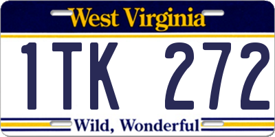 WV license plate 1TK272