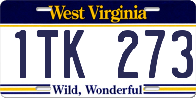 WV license plate 1TK273