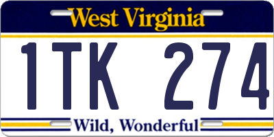 WV license plate 1TK274