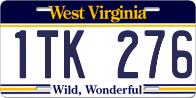 WV license plate 1TK276