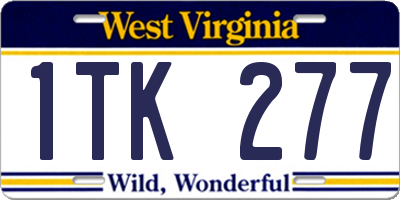 WV license plate 1TK277