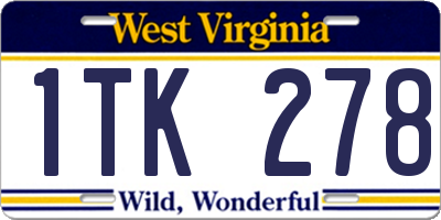 WV license plate 1TK278
