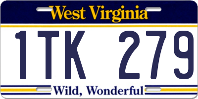 WV license plate 1TK279
