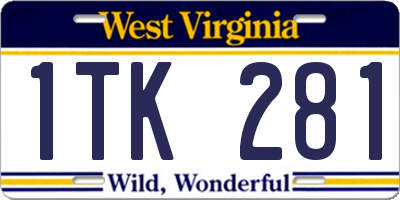 WV license plate 1TK281