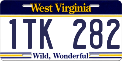 WV license plate 1TK282
