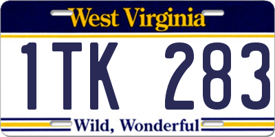 WV license plate 1TK283
