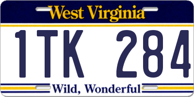 WV license plate 1TK284