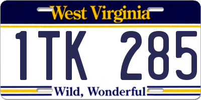 WV license plate 1TK285