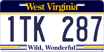WV license plate 1TK287