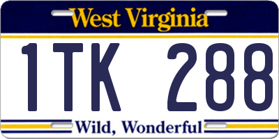 WV license plate 1TK288