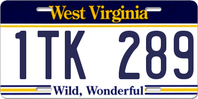 WV license plate 1TK289