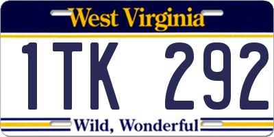 WV license plate 1TK292