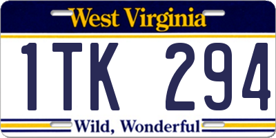 WV license plate 1TK294