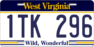WV license plate 1TK296