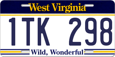 WV license plate 1TK298