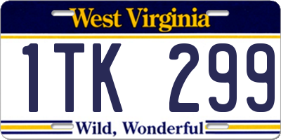 WV license plate 1TK299