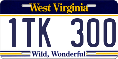 WV license plate 1TK300