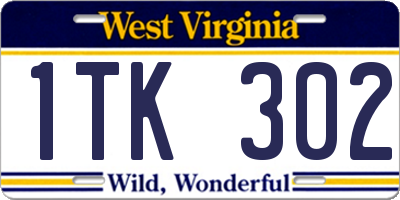 WV license plate 1TK302