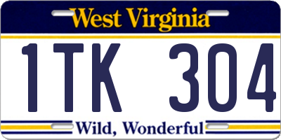WV license plate 1TK304