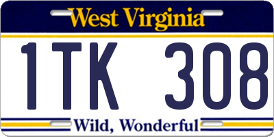 WV license plate 1TK308