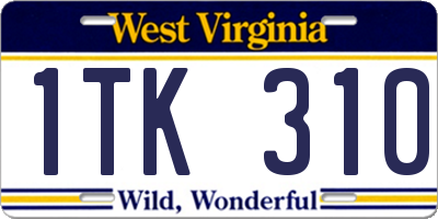 WV license plate 1TK310