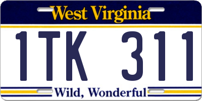 WV license plate 1TK311