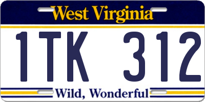 WV license plate 1TK312