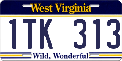 WV license plate 1TK313
