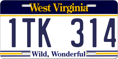 WV license plate 1TK314