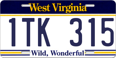 WV license plate 1TK315