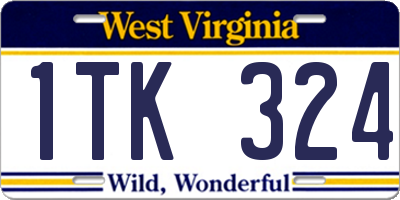 WV license plate 1TK324
