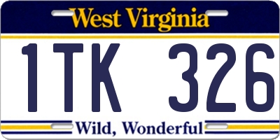 WV license plate 1TK326