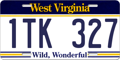 WV license plate 1TK327