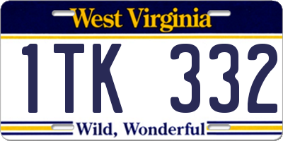 WV license plate 1TK332