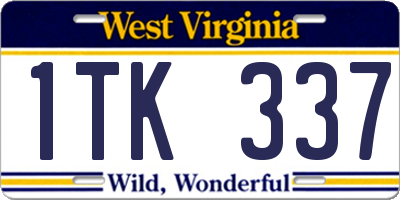 WV license plate 1TK337