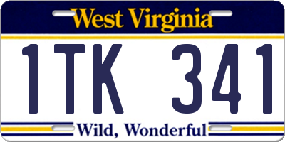WV license plate 1TK341