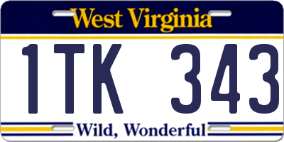 WV license plate 1TK343