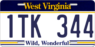 WV license plate 1TK344
