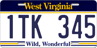 WV license plate 1TK345