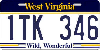 WV license plate 1TK346