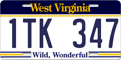 WV license plate 1TK347