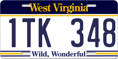 WV license plate 1TK348