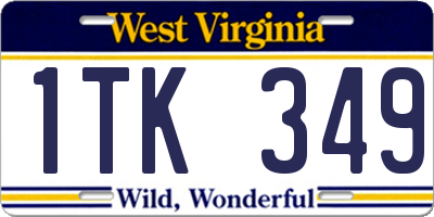 WV license plate 1TK349