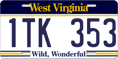 WV license plate 1TK353