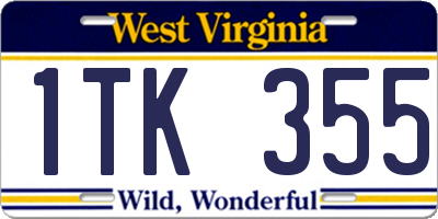 WV license plate 1TK355