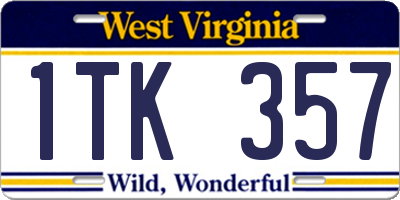 WV license plate 1TK357