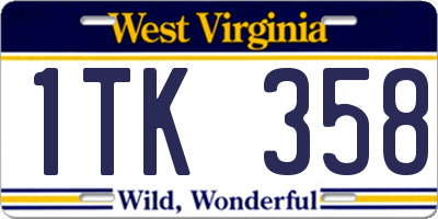 WV license plate 1TK358