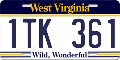 WV license plate 1TK361