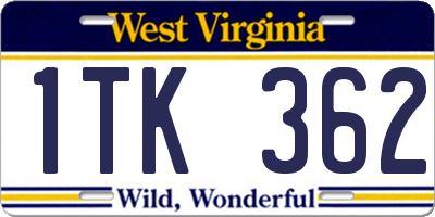 WV license plate 1TK362