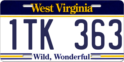 WV license plate 1TK363